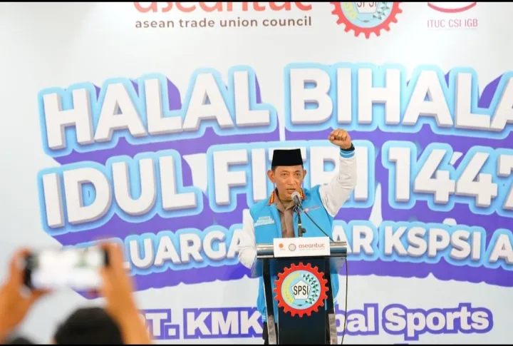 Kapolri saat halalbihalal bersama Buruh 2026