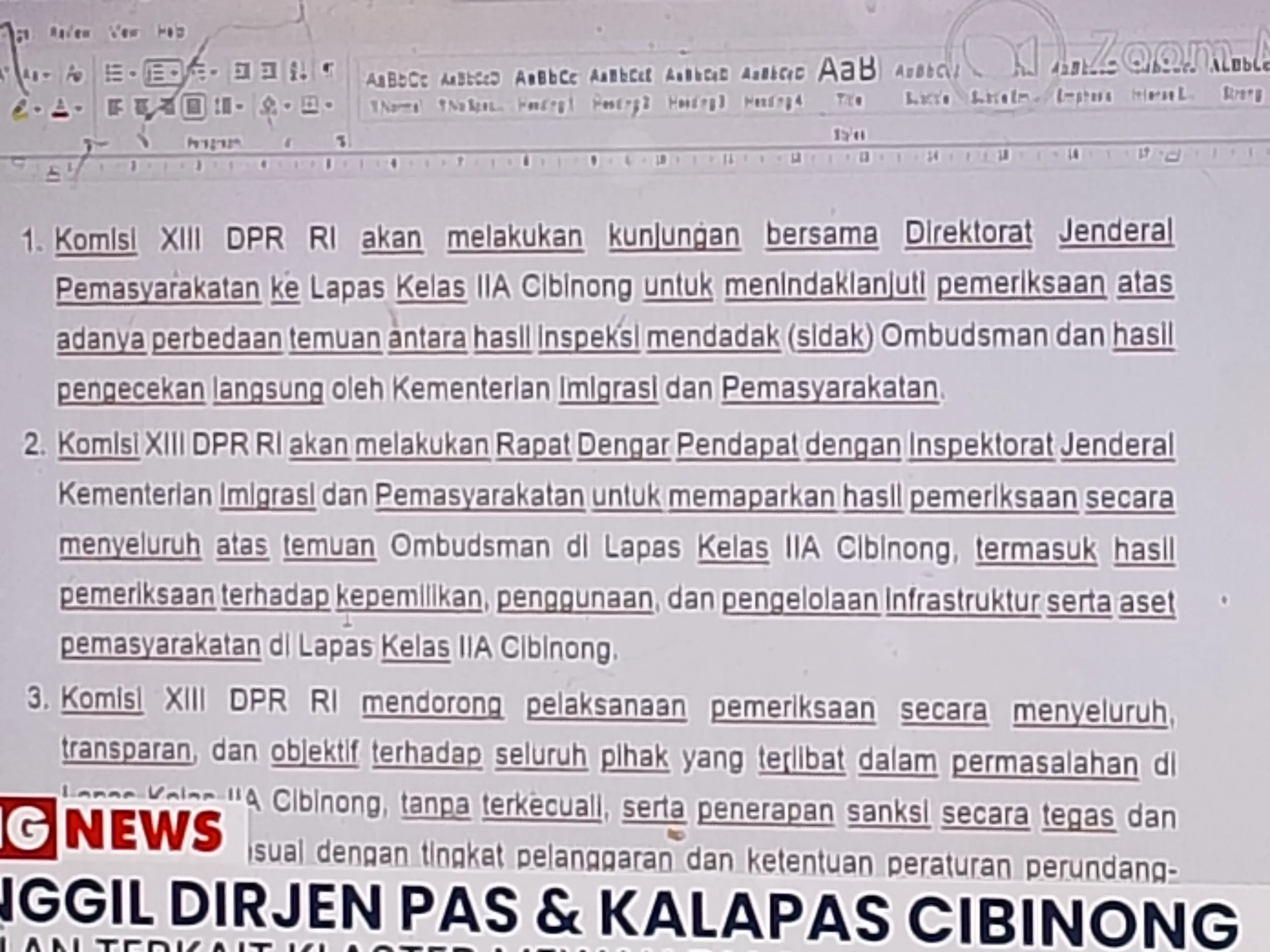 DITJENPAS TEGASKAN KOMITMEN BERSIH-BERSIH: LIMA PEJABAT LAPAS CIBINONG DINONAKTIFKAN DAN JALANI PROSES AUDIT INTERNAL